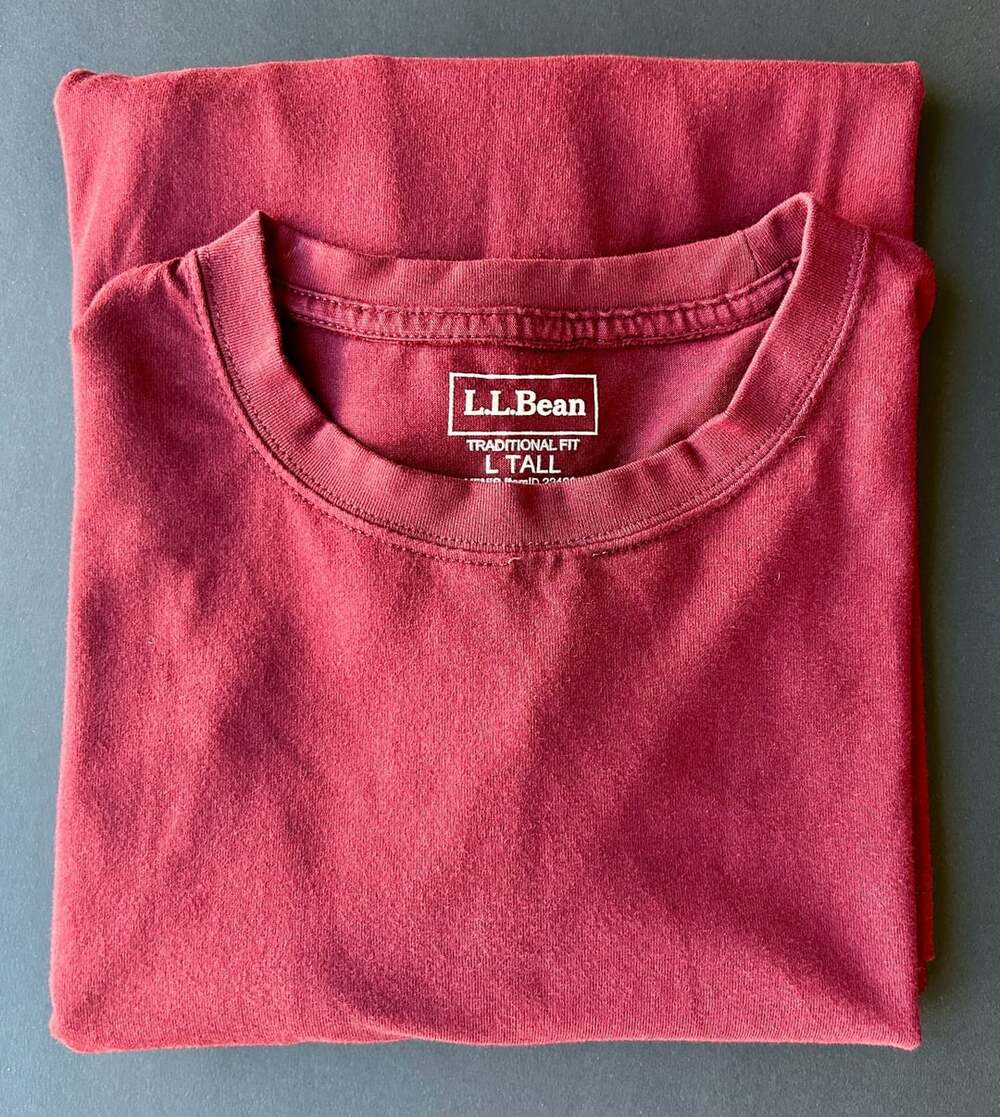 L.L. Bean Traditional Fit T-Shirt L Tall Burgundy Crewneck
